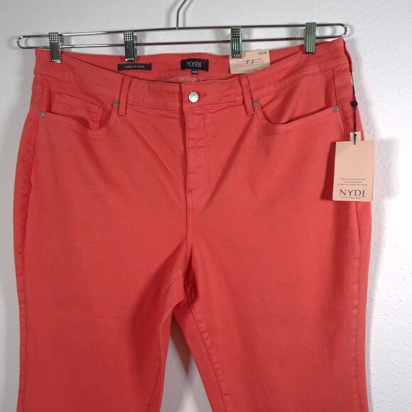 NYDJ Cropped Jeans Women's Plus Size 20W Pink Coral Denim Marilyn Straight - Picture 2 of 12